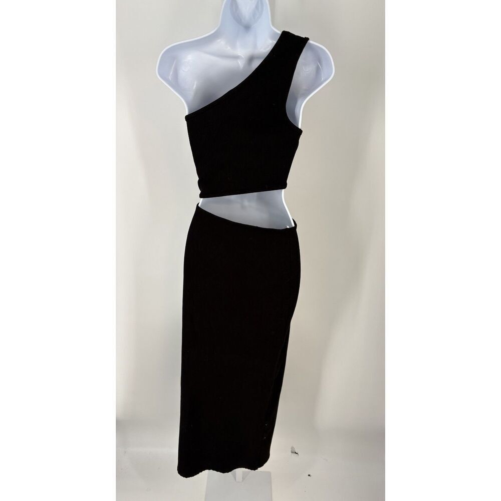 Lulus Black One Shoulder Cutout Midi Dress | Elegant Bodycon Evening Dress - Picture 5 of 7